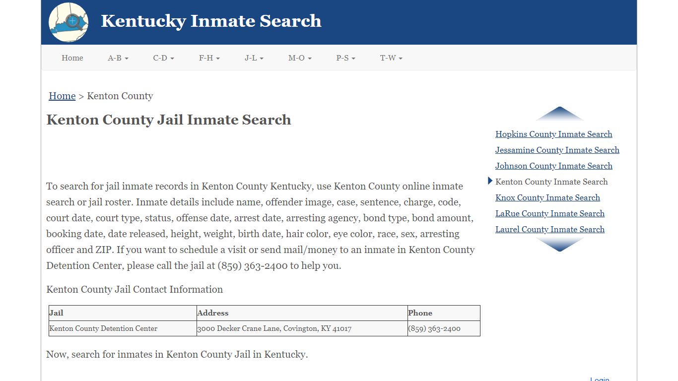 Kenton County KY Jail Inmate Search